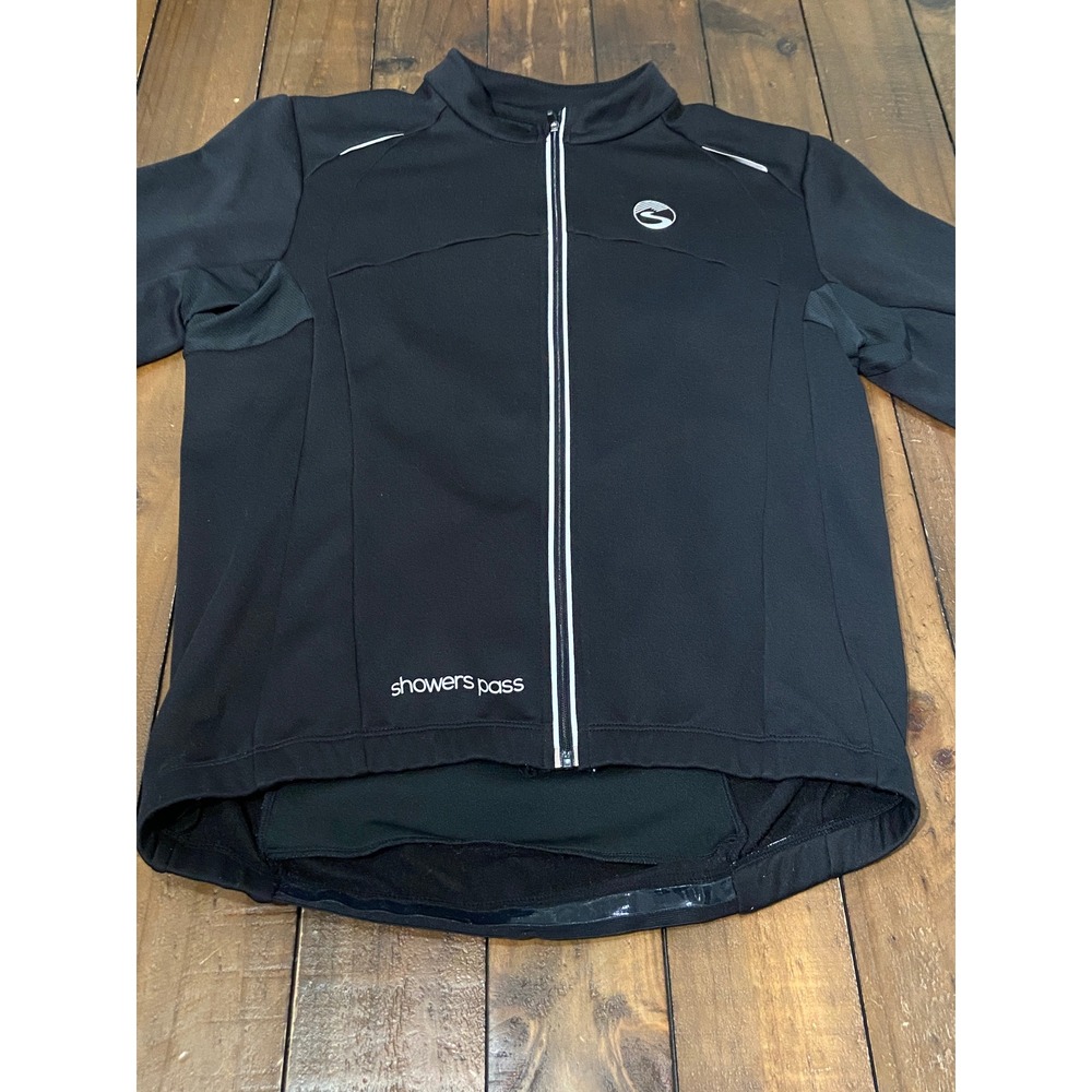 Showers Pass Mens Black Long Sleeve Cycling Jersey Full Zip Reflective Small
